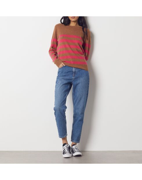 Anabelle trui met bruine en roze strepen