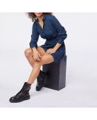 Dunkelblaues bedrucktes Kleid Promy