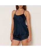 Parelachtig hemdje in marineblauw