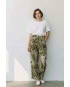 Pantalon en lin mélangé Aria kaki