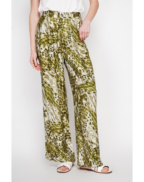 Pantalon en lin mélangé Aria kaki