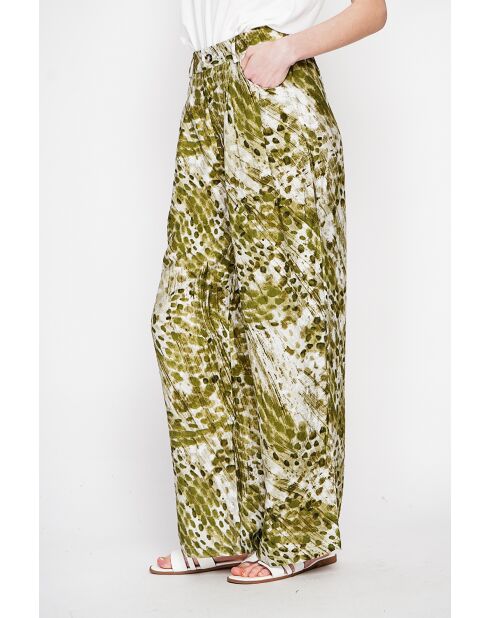 Pantalon en lin mélangé Aria kaki