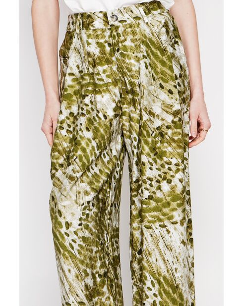 Pantalon en lin mélangé Aria kaki