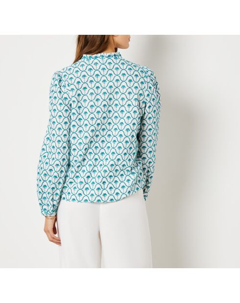 Besticktes Mireilla-Shirt mit weißem Hintergrunddruck