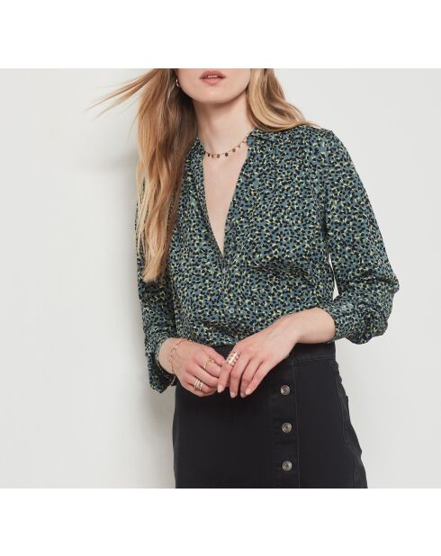 Blauwgroen overhemd met print van Molya