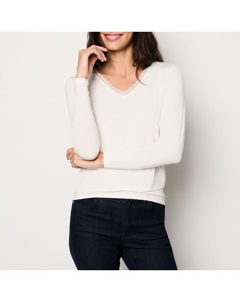 Warm Me Up T-shirt met kant ecru