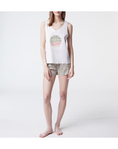 Camiseta sin mangas con perlas rosadas