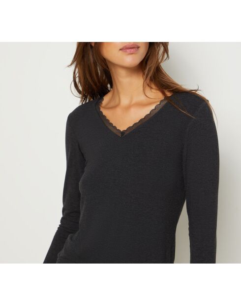 Warm Me Up T-shirt in antraciet met kant