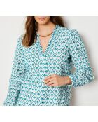 Camisa bordada Mireilla con estampado de fondo blanco