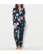 Hose mit Blattblau-Print