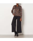 Nella shirt met bruine achtergrondprint