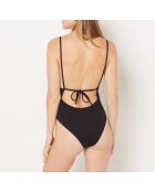 Idílico bañador negro de 1 pieza sin marco y sin concha