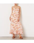 Felixa bedrucktes Kleid mit weißem Hintergrund