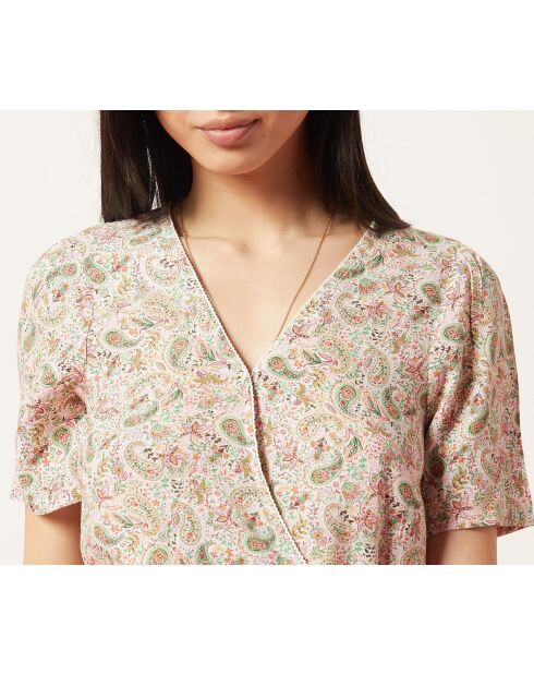 Vestido Cesar estampado con fondo coral