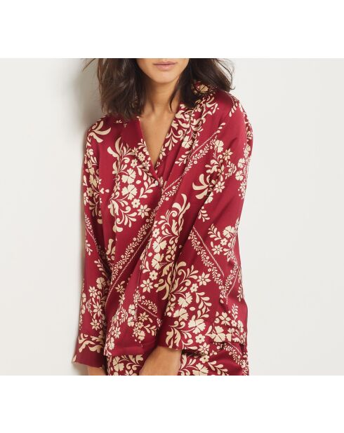 Camisa floral granate burdeos