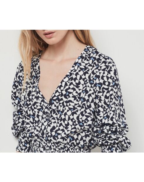 Meby schwarz-weißes bedrucktes Kleid