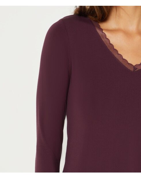 Warm Me Up Lace T-shirt bordeaux granaat
