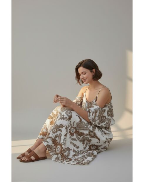 Robe en lin mélangé Nathie camel