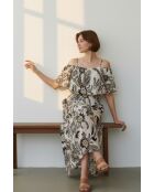 Robe en lin mélangé Nathie noir/blanc