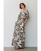 Robe en lin mélangé Nathie noir/blanc