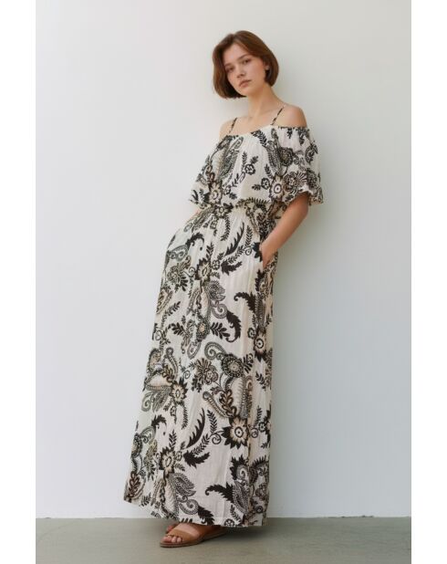 Robe en lin mélangé Nathie noir/blanc