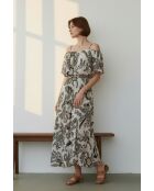 Robe en lin mélangé Nathie noir/blanc