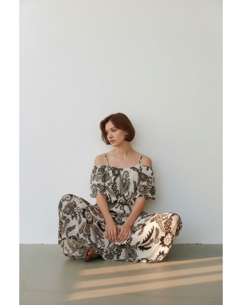 Robe en lin mélangé Nathie noir/blanc