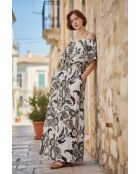 Robe en lin mélangé Nathie noir/blanc