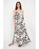 Robe en lin mélangé Nathie noir/blanc