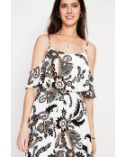 Robe en lin mélangé Nathie noir/blanc