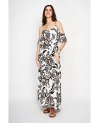 Robe en lin mélangé Nathie noir/blanc