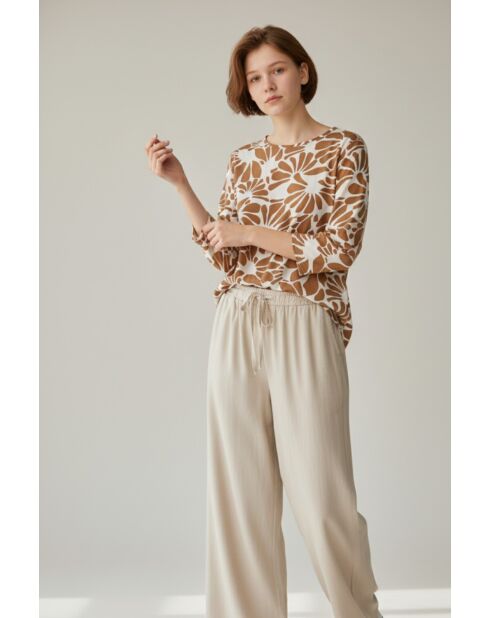 Top en lin mélangé Lucie camel