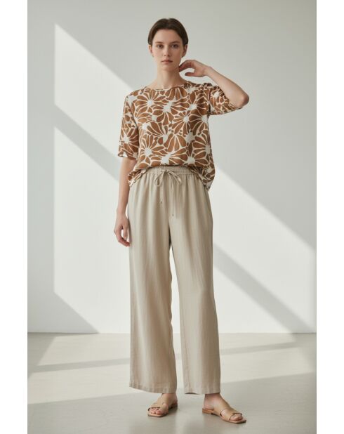 Top en lin mélangé Lucie camel