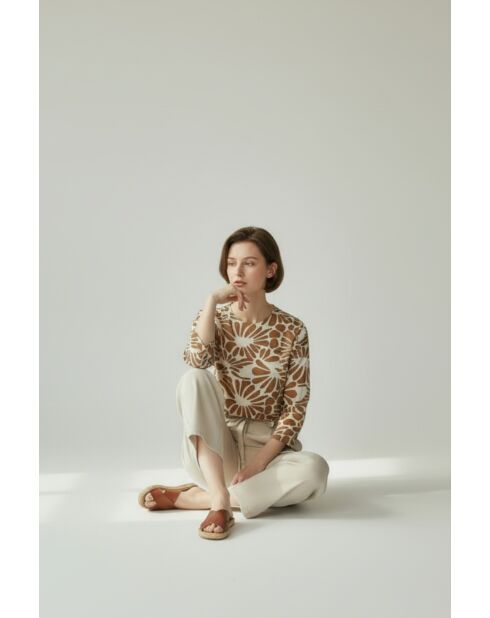 Top en lin mélangé Lucie camel