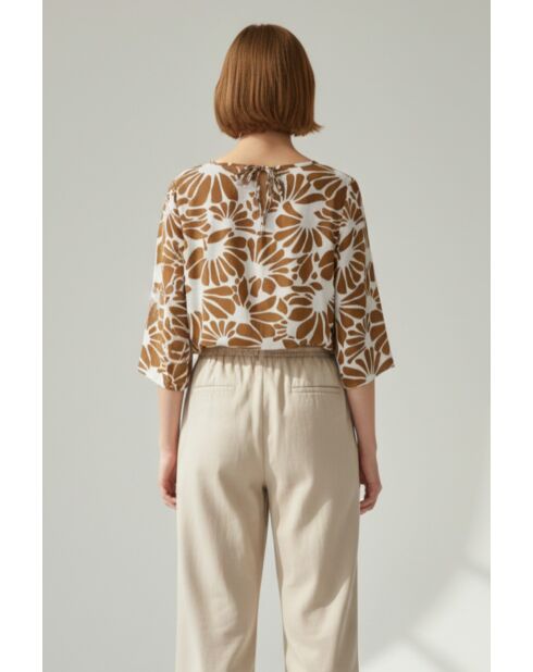 Top en lin mélangé Lucie camel