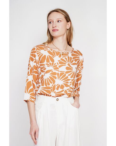 Top en lin mélangé Lucie camel