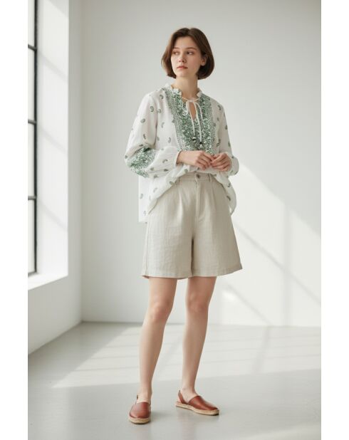 Chemise en lin mélangé Louisa jade