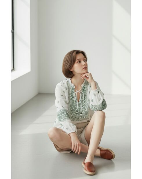 Chemise en lin mélangé Louisa jade