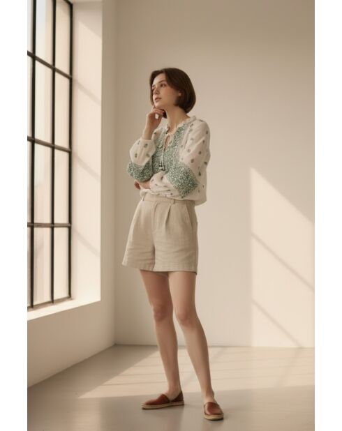 Chemise en lin mélangé Louisa jade