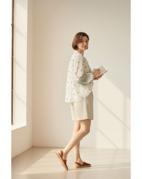 Chemise en lin mélangé Louisa jade