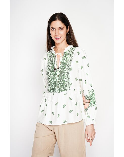 Chemise en lin mélangé Louisa jade