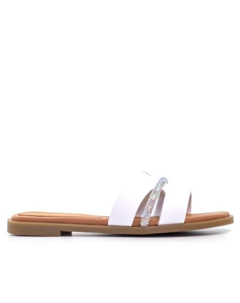 Sandales plates 9011 vaqueta blanches