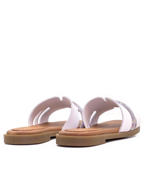 Sandales plates 9011 vaqueta blanches