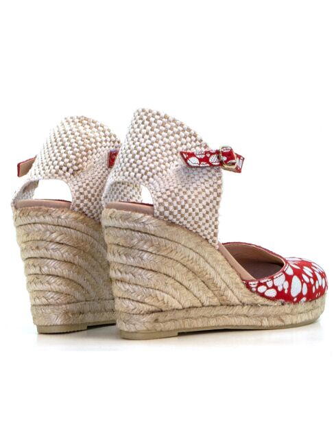 Sandales compensées Nuria à pois rouges - Talon : 6,5 cm