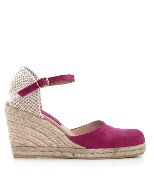 Sandales compensées Nuria Serraje fuchsia - Talon : 6,5 cm