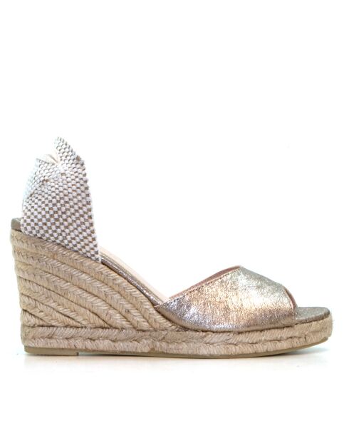 Sandales compensées Ana Belen métallisées - Talon : 6,5 cm