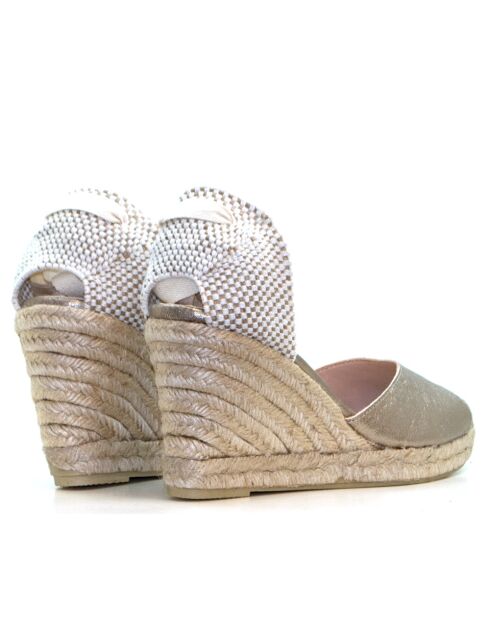 Sandales compensées Ana Belen métallisées - Talon : 6,5 cm