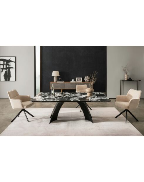 Table ceramique Napoleon black marbrage noir & blanc - 180 (260)x77x90 cm