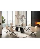 Napoleon schwarzer Keramiktisch mit schwarz-weißer Marmorierung - 180 (260) x77x90 cm