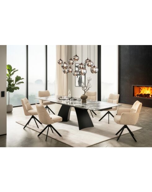 Table ceramique Napoleon black marbrage noir & blanc - 180 (260)x77x90 cm